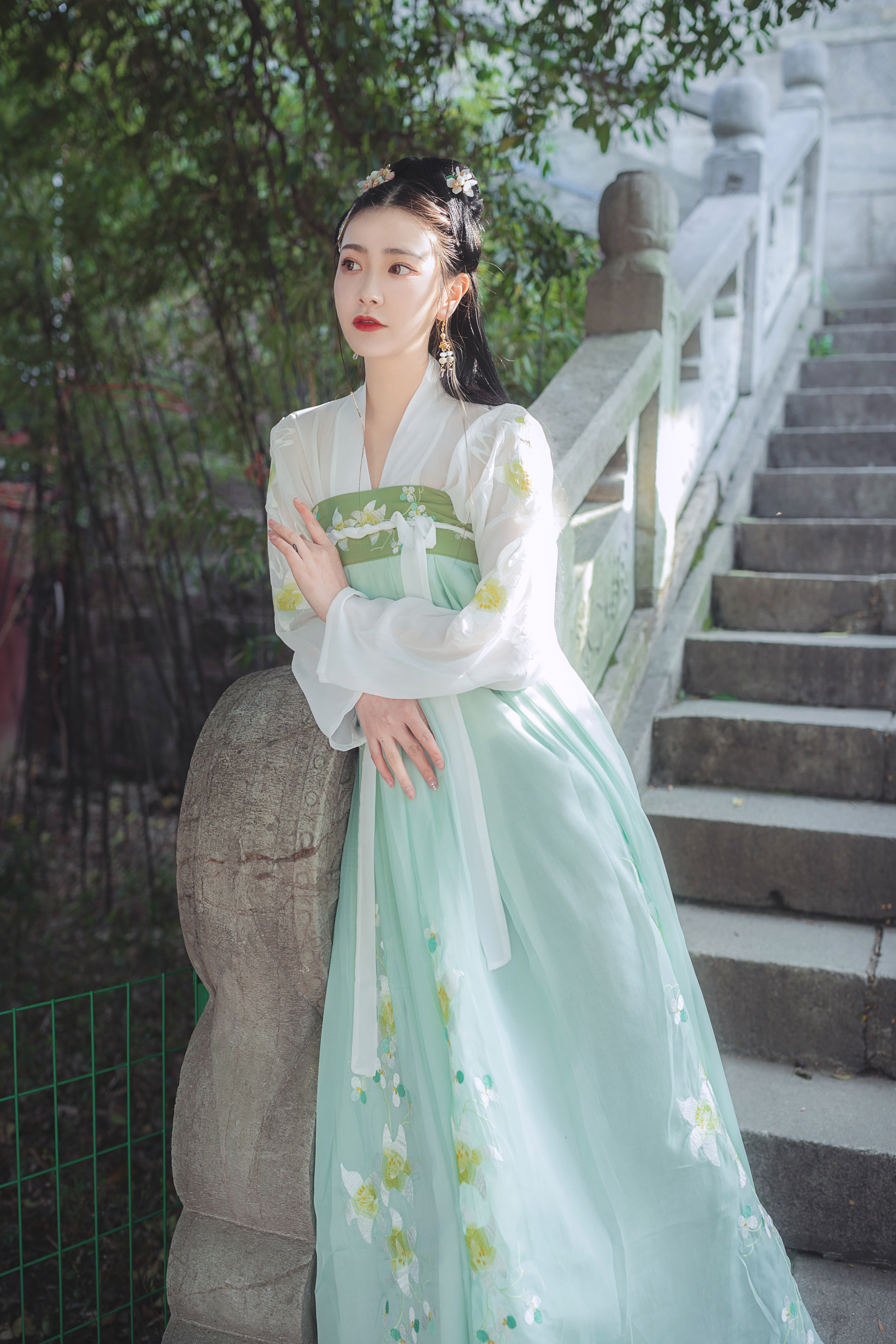 汉韵阁日常现货夏现货淡雅清新对襟芙蓉襦裙齐胸民族服装