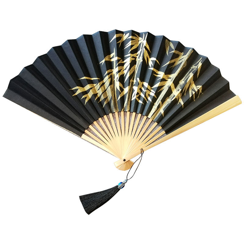 古风文创金汉黑金定制折扇手绘中国进酒服配扇子