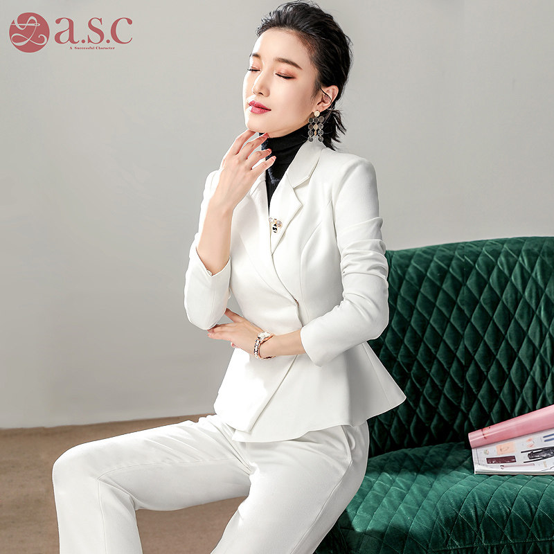 韩式整形医院咨询师服装秋冬白色套装医疗医疗美容职业女裤套装