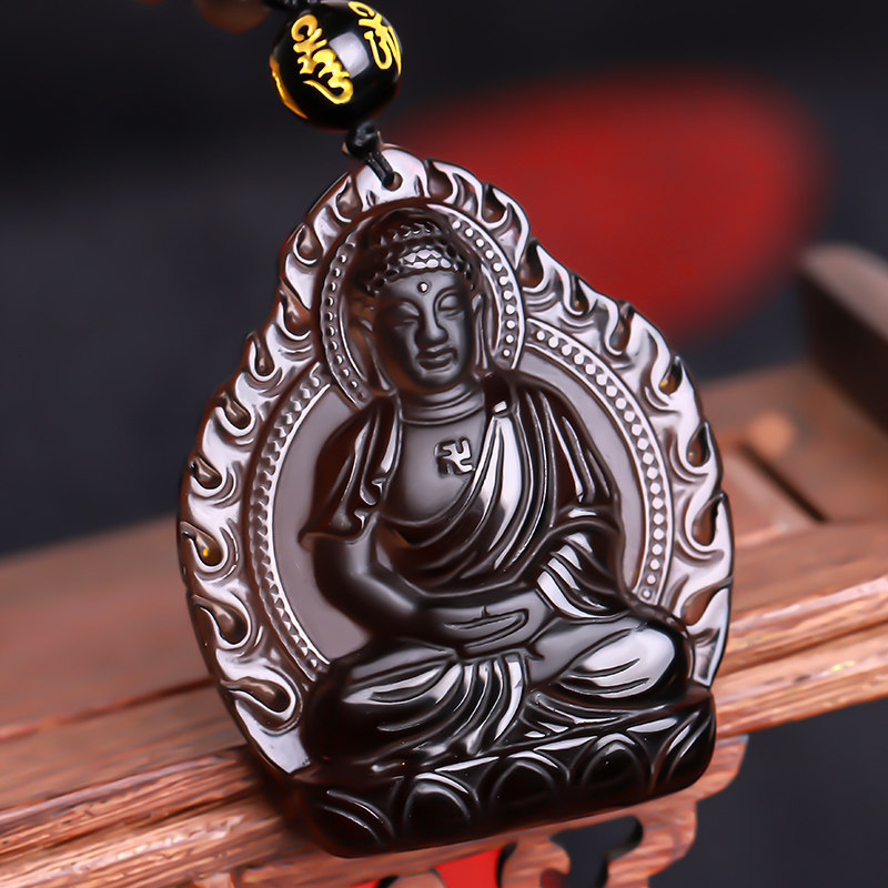 天然曜石阿弥陀佛本命吊坠男女十二生肖属狗守护神挂件项坠