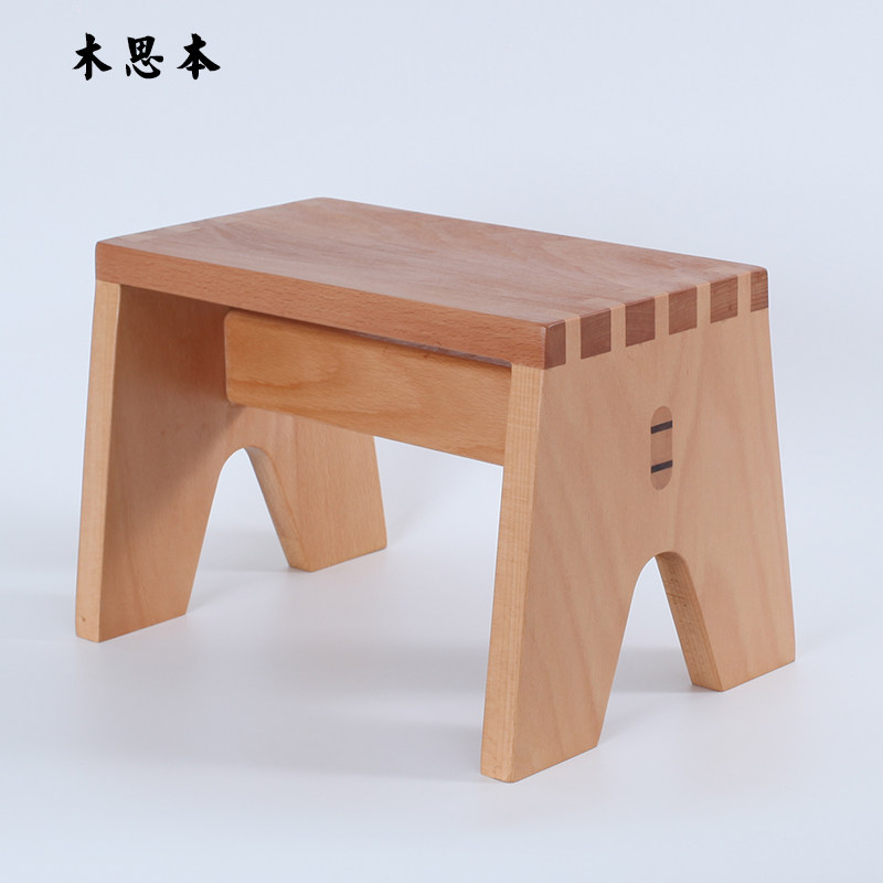 木思本随缘小板凳榫卯创意实木换鞋凳子矮凳白蜡矮凳