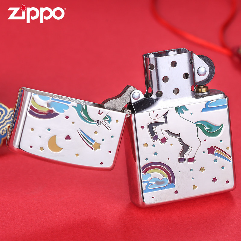 zippo正版打火机星空独角兽彩色镜面正品防风情人节zippo