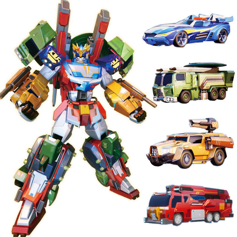 正版变形联盟五合合体聚合超变战神变形机器人机甲儿童玩具儿童机器人