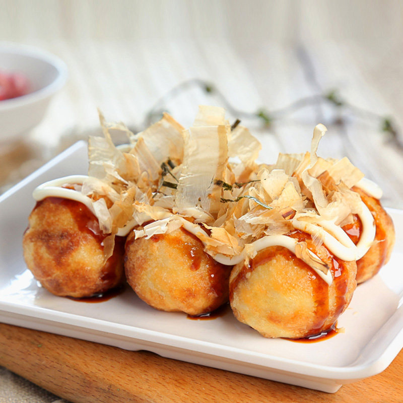 章鱼小丸子油炸小吃烧烤速冻半成品日式鱼丸商用墨鱼丸