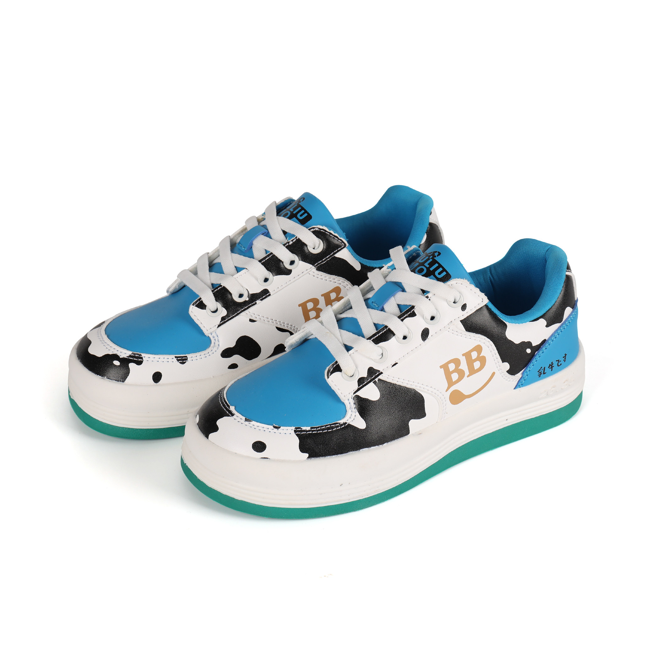 许刘芒原创小众设计可爱满的奶牛冰激凌单鞋