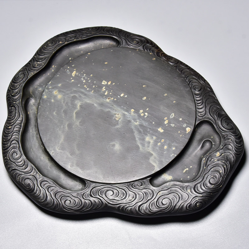 国家金晕磨墨文房四宝端砚歙砚铜镜仿古仿古铜镜砚金星砚台