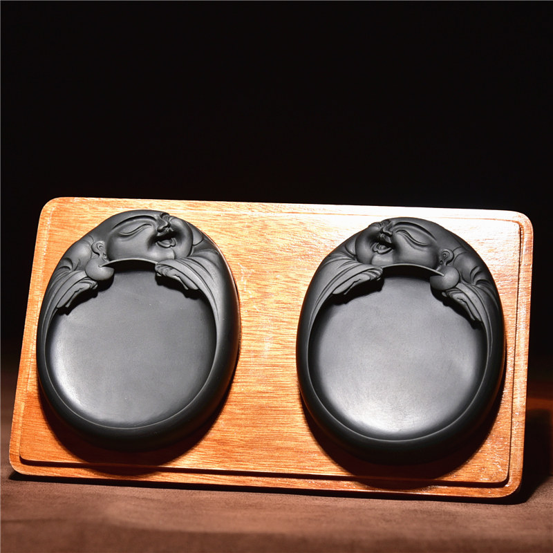 砚台精品国家溪头端砚并肩歙砚石精品龙潭雕刻砚台