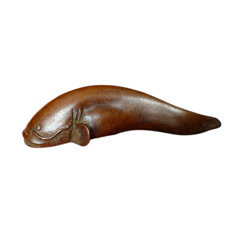 苏工实心鲶鱼招财茶宠茶玩可养复古日式镇纸文镇茶宠摆件