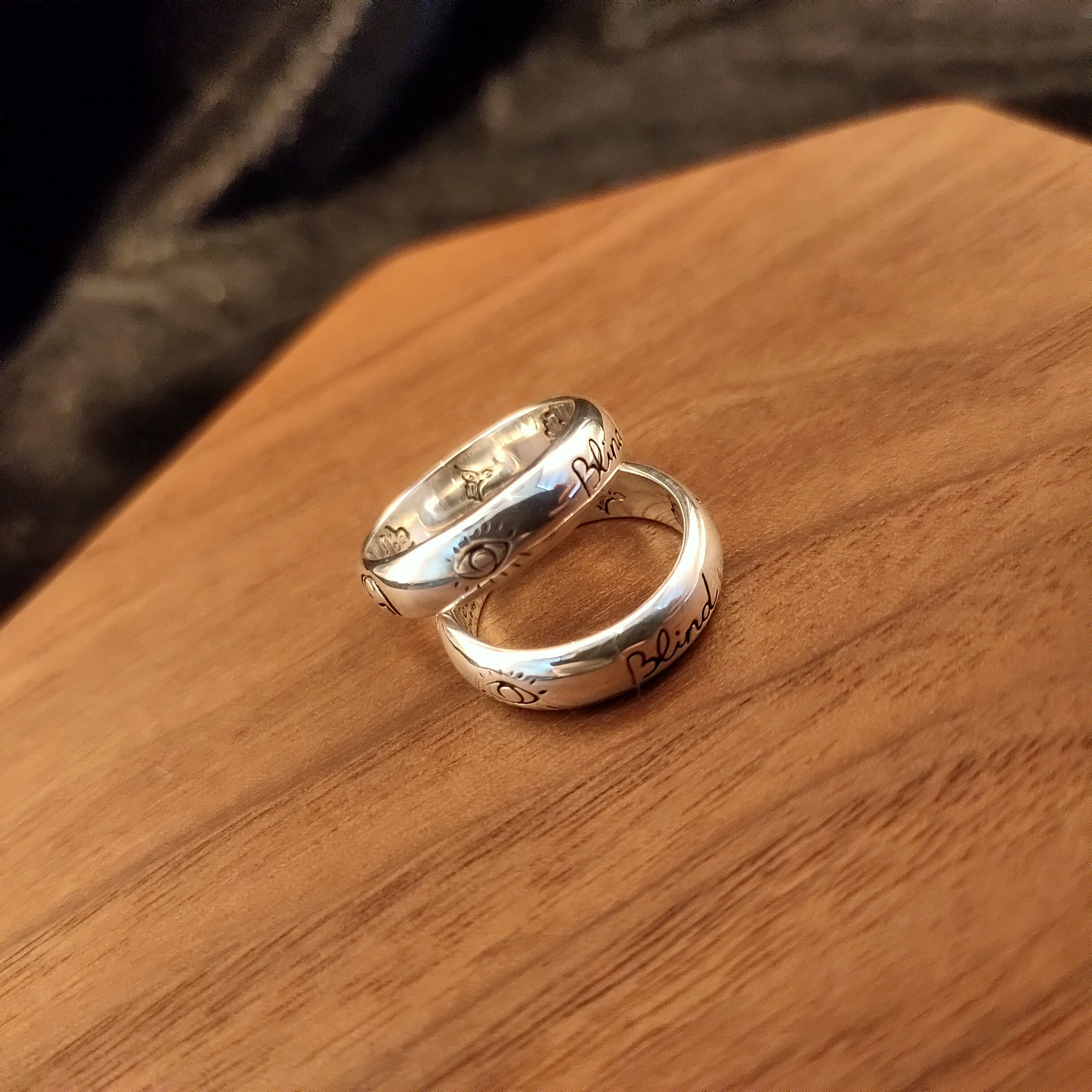 love无畏 for 爱无畏眼心花鸟时尚 925纯银blind 情侣戒指窄款 - 爱购