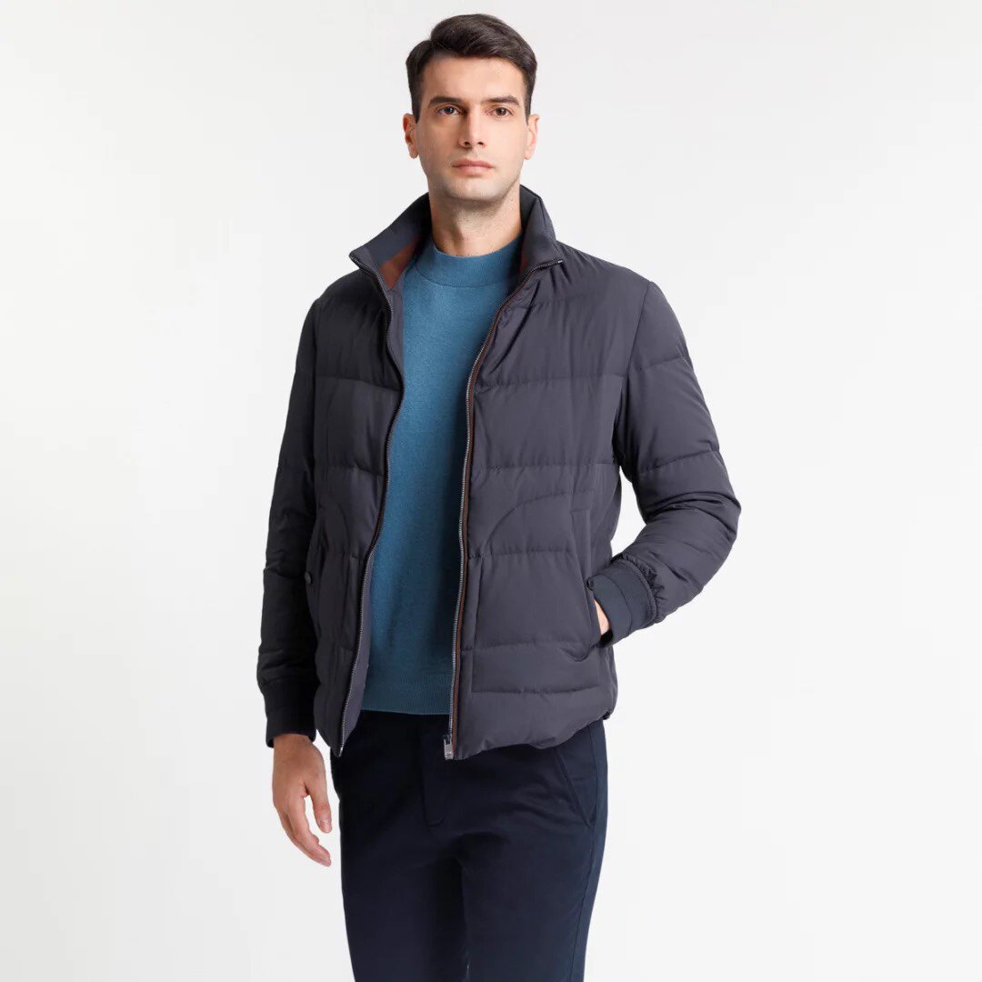 路卡迪龙休闲鹅绒白鹅绒男士商务正品大方立领经典羽绒服