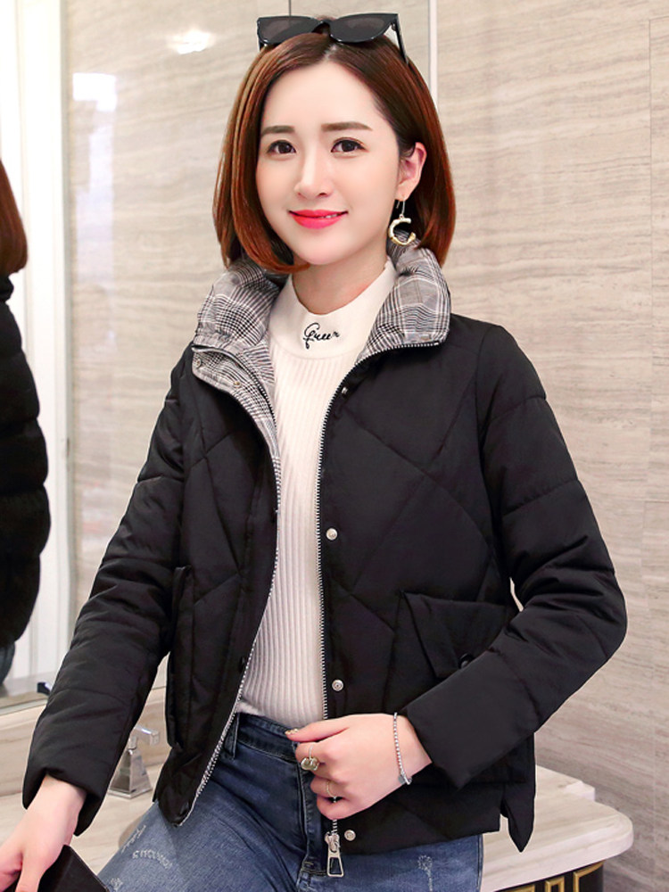 女士冬季小棉袄短款2020年秋冬新款无帽棉服百搭手机信号放大器