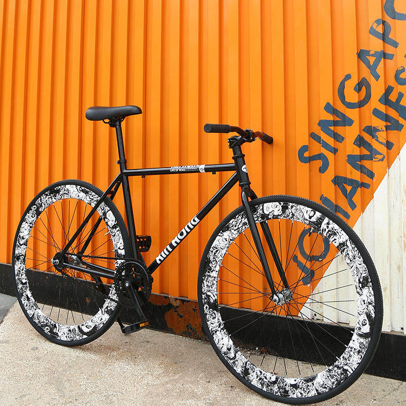 死飞自行车实心胎男女活飞轻便弯把公路赛车26寸24寸成年学生单车