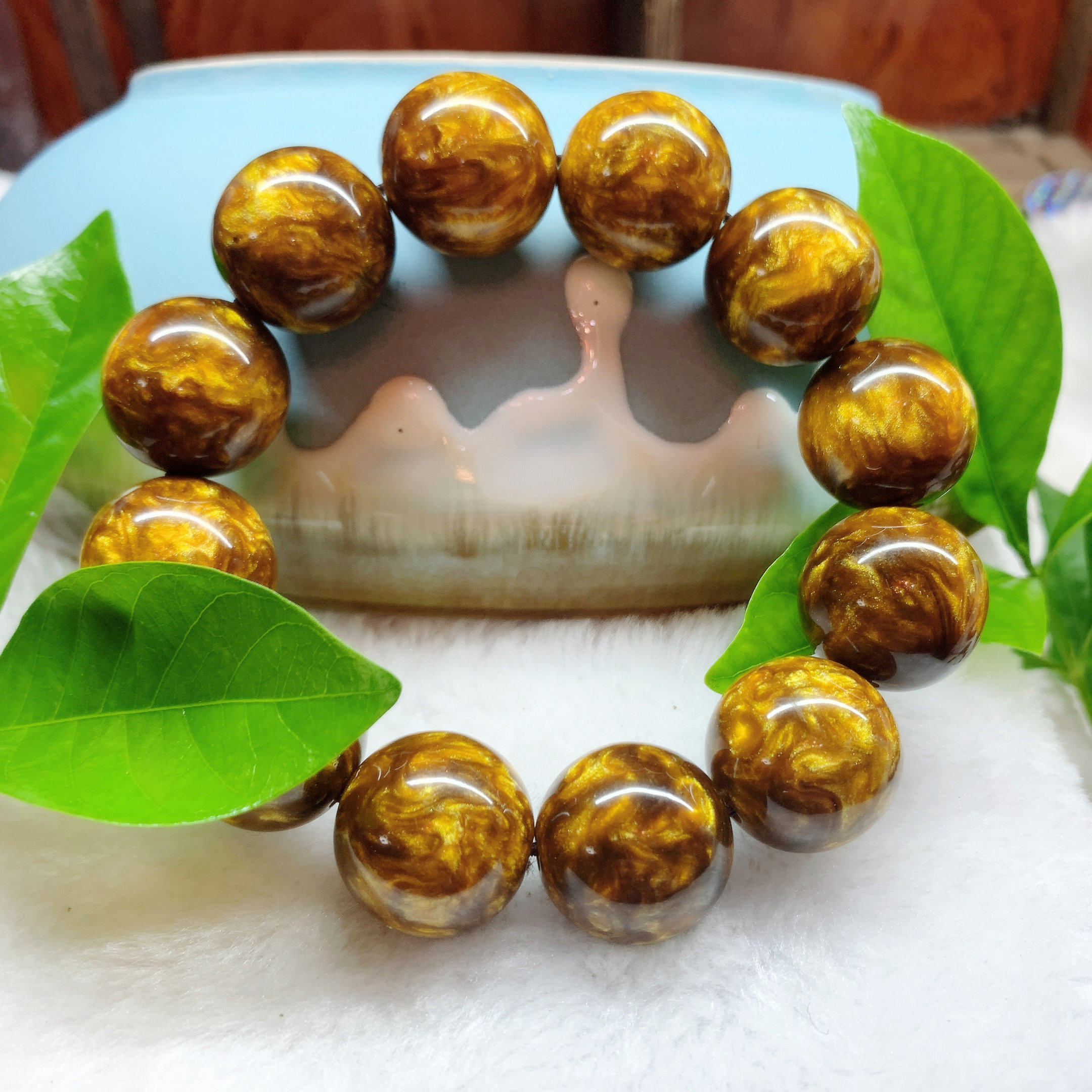 天然金丝海柳手串男女情侣款黑珊瑚收藏108颗文玩手串