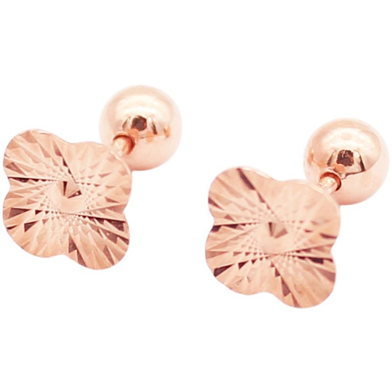 俄罗斯紫金幸福草螺丝帽耳钉新款秀气精致礼物14k耳饰