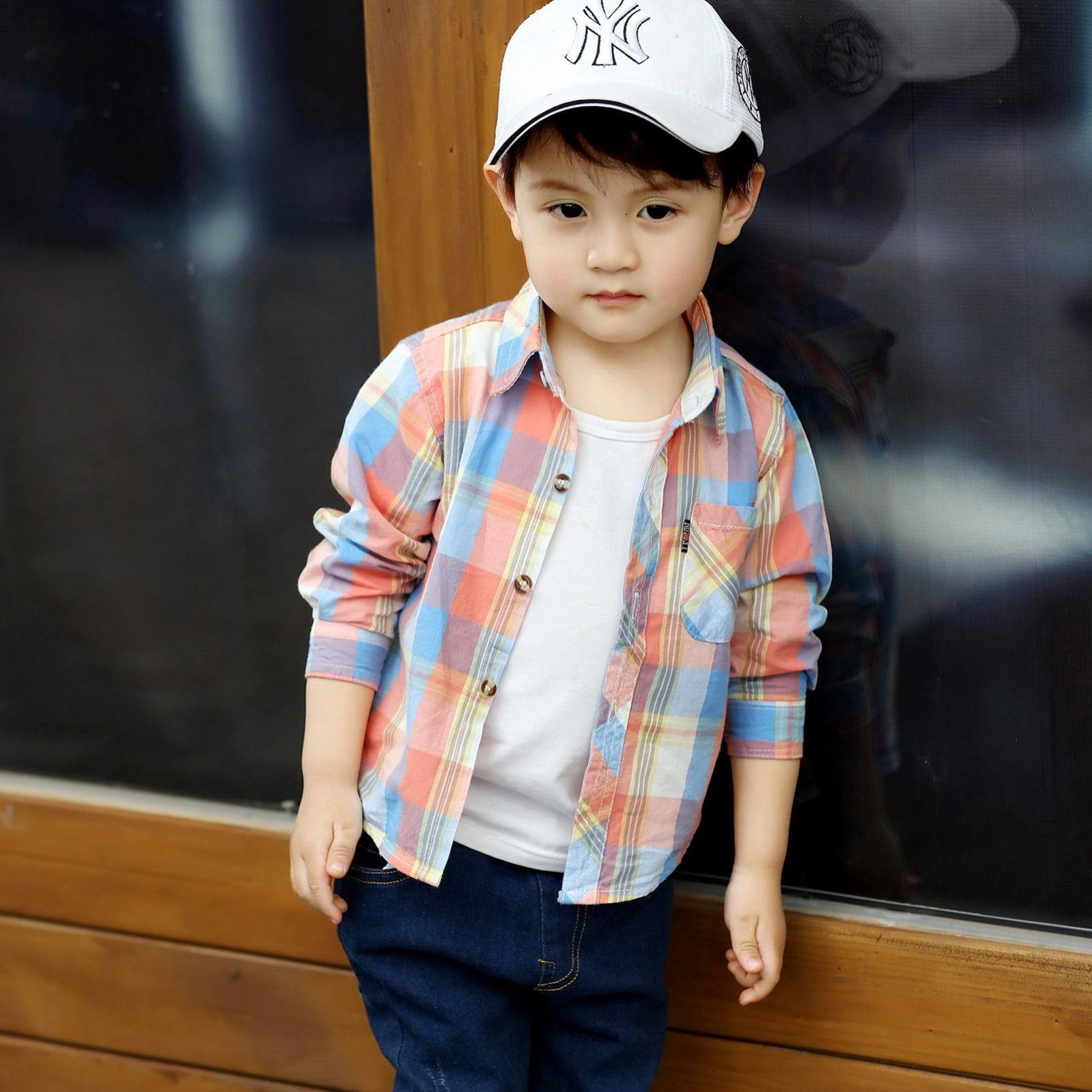 男童宝宝小男孩9寸7岁衬衣童装儿童长袖衬衫衬衫