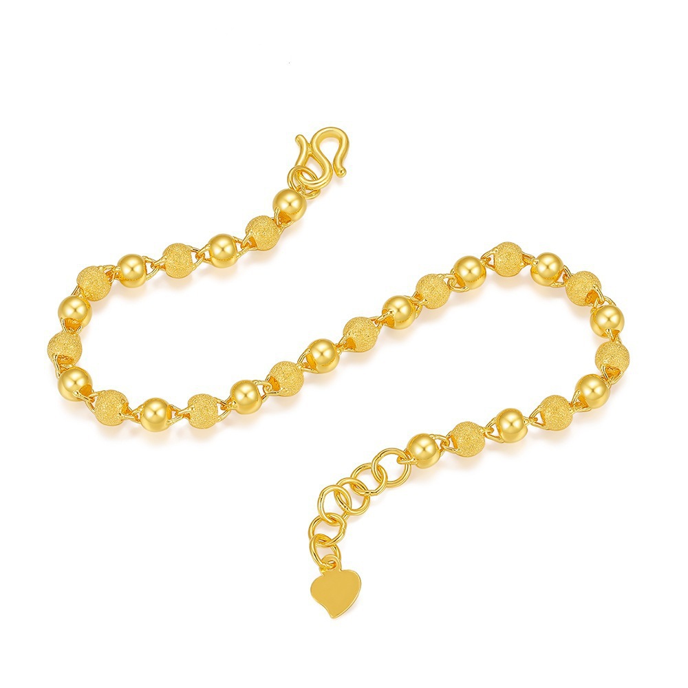 免税黄金手链女款天鹅手镯 9999足金纯金3d硬金转运珠金首饰 正品