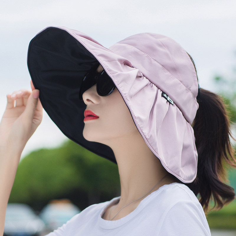 帽子女士韩版百搭遮阳帽夏季防晒uv遮脸大沿帽子