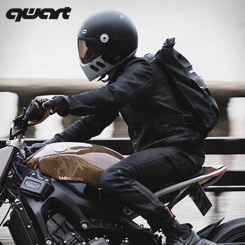摩托车法国qwart瓦特全盔可拆复古碳纤维头盔摩托车头盔