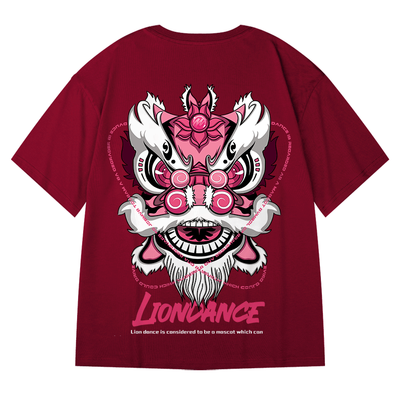 新款醒狮半袖大码潮流宽松潮牌短袖男装胖子t恤