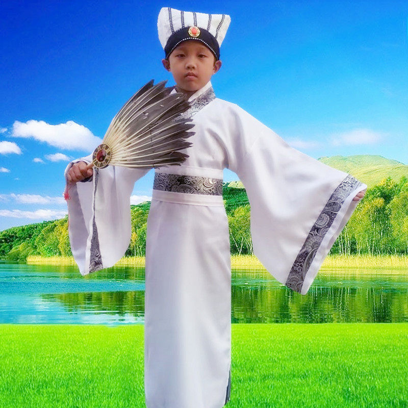 三国演义诸葛亮儿童古装汉服草船借箭周瑜衣服刘备关羽民族服装