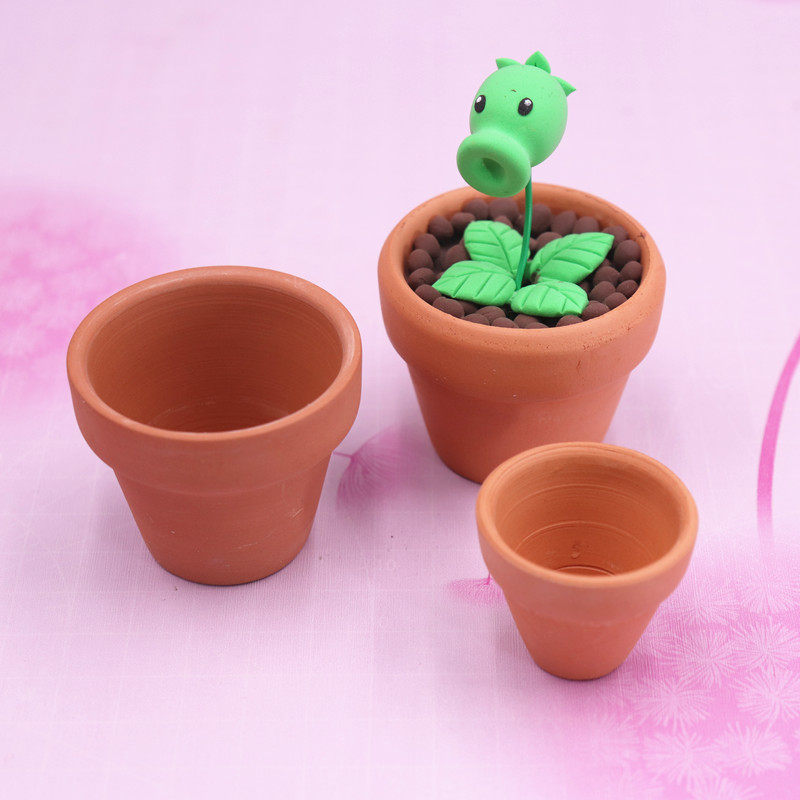 花盆迷你粘土花朵玫瑰花红陶小花多肉陶瓷粘土