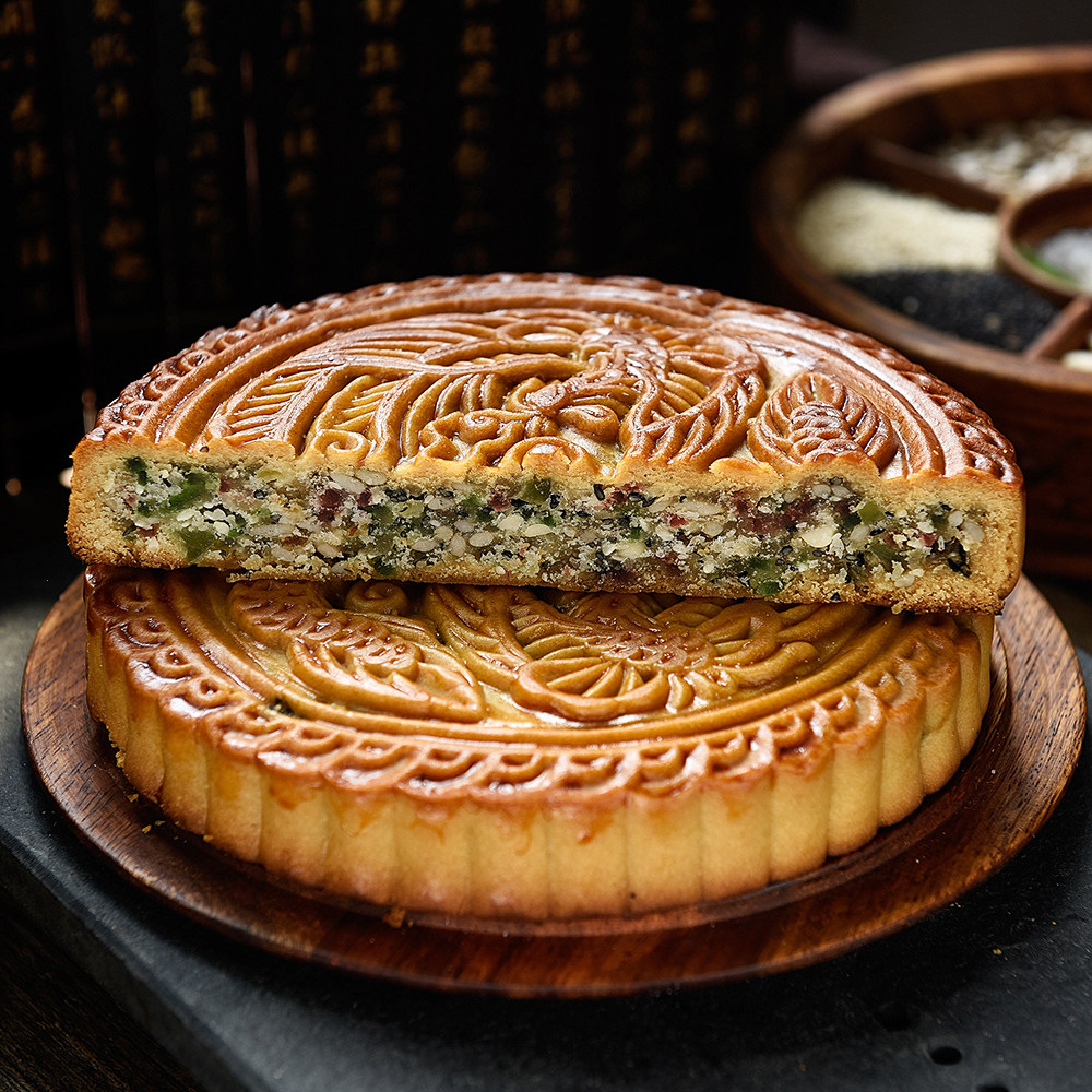 安徽舒城传统油黑芝麻馅大月饼手工月饼