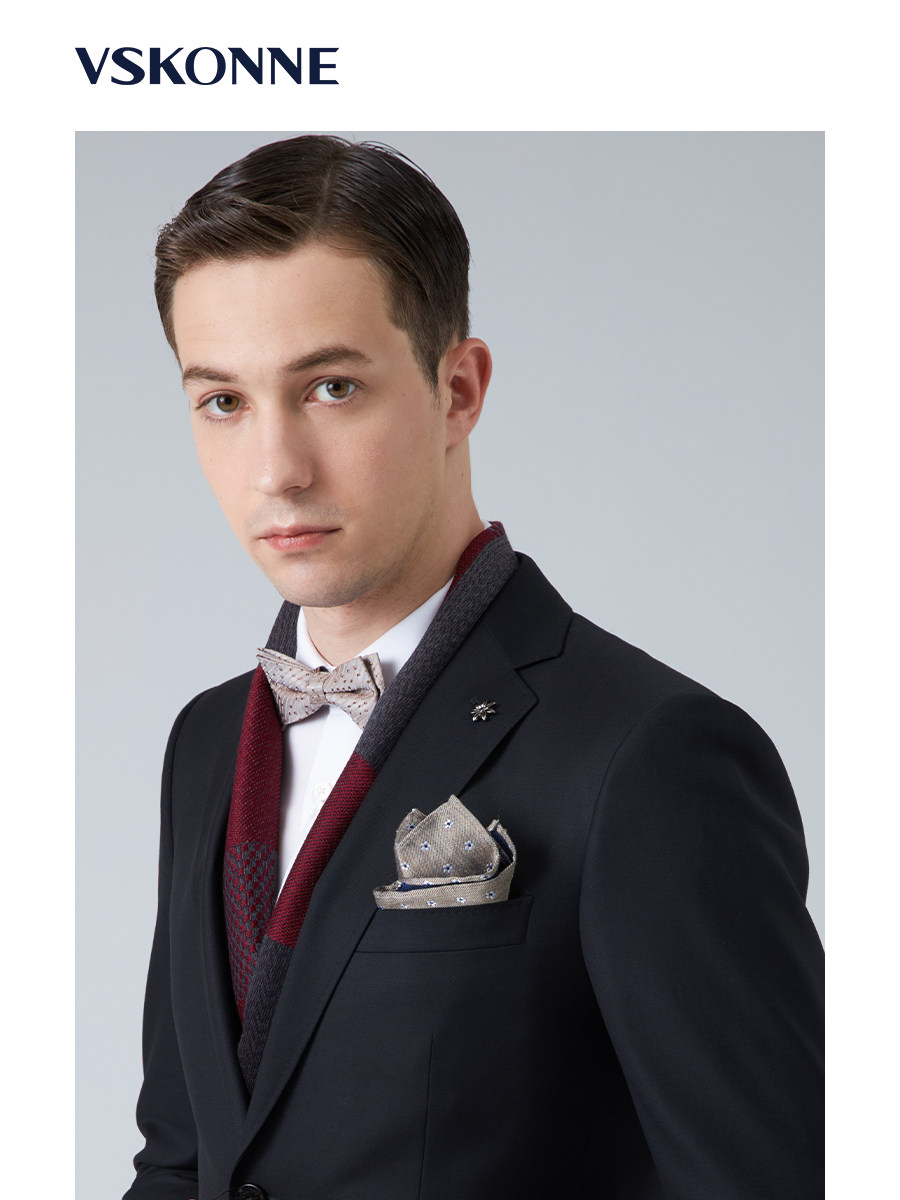 vskonne威斯威斯康康尼西服黑色进口面料100羊毛西服