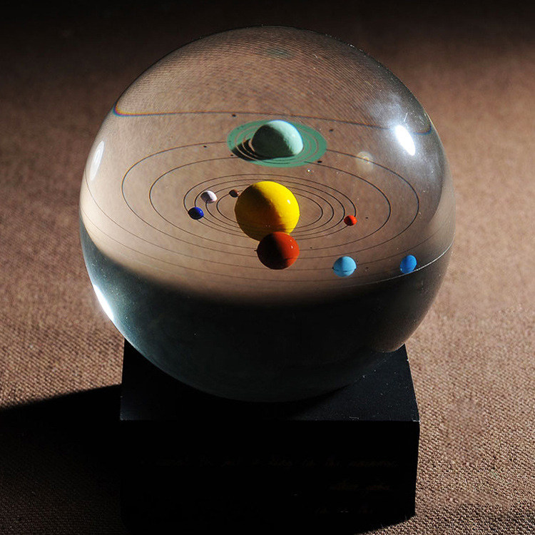 大s同款3d太阳系水晶球八大行星天体水晶转运球创意微景观礼物