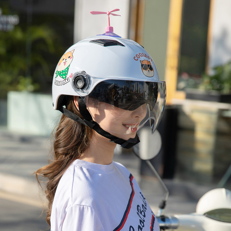 头盔电动车电动情侣粉色可爱大人青少年春夏季电动车头盔