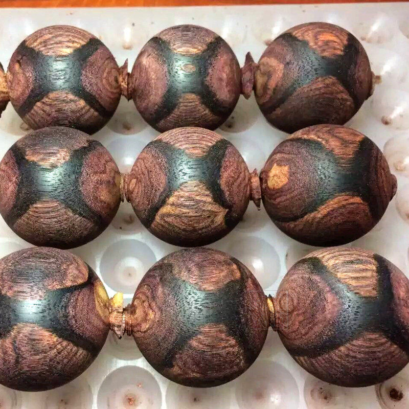 手串海南黄花梨木质30mm木料海黄鬼脸鬼脸鬼眼对眼手串