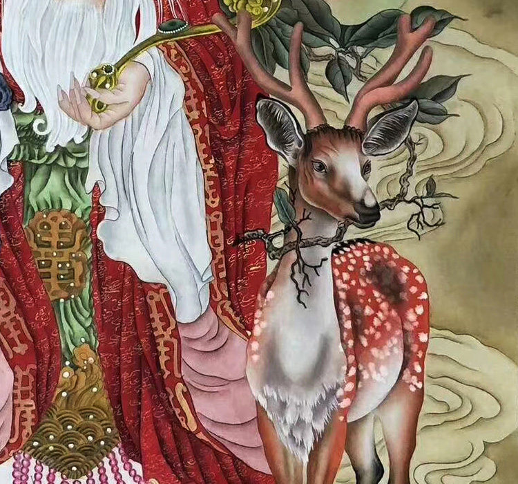 定制手绘老寿星画像祝寿图挂画福禄寿图中中堂国画国画