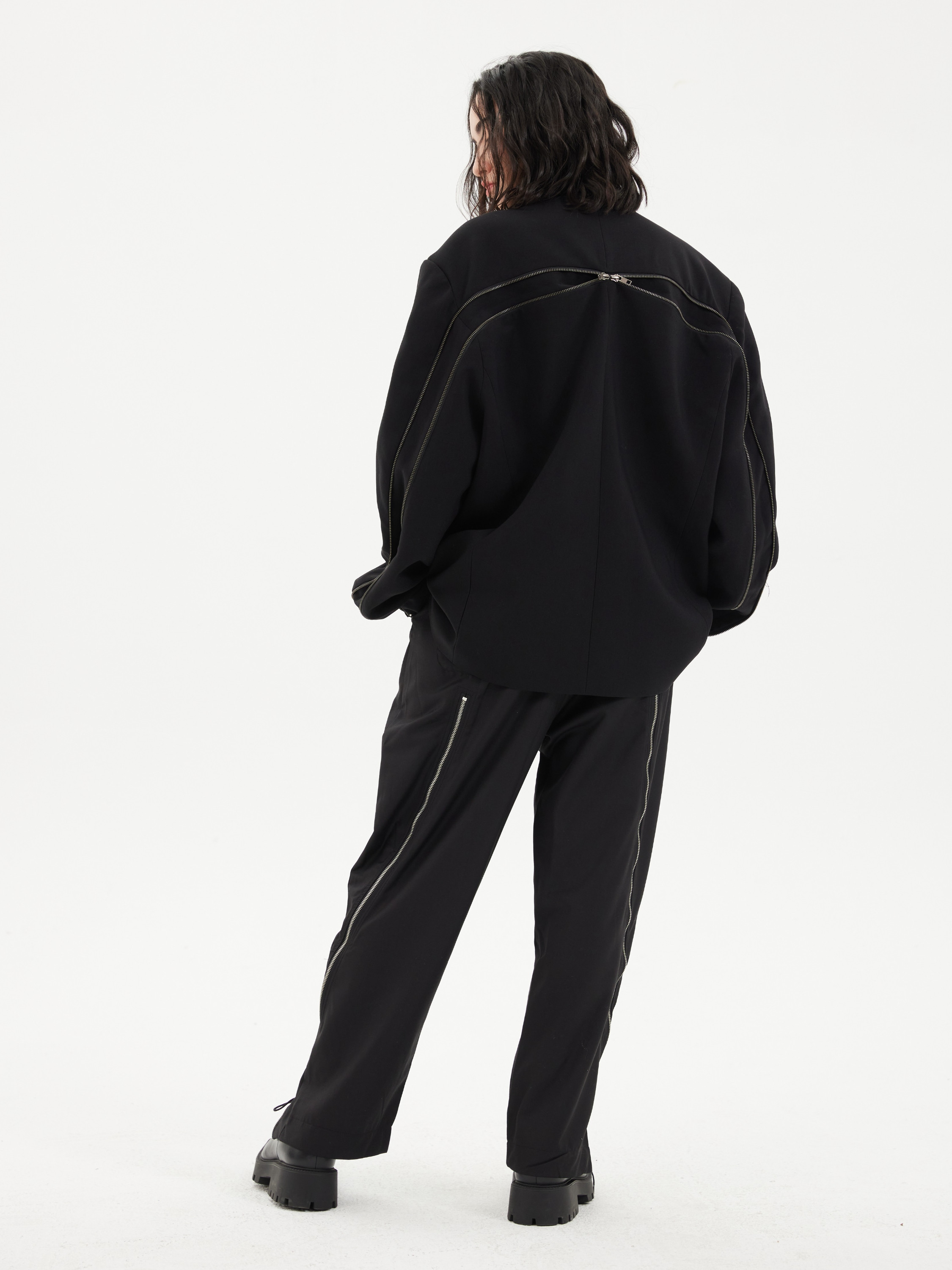 augenweide潮牌街头拉链西裤长裤暗黑高街垂坠宽松阔腿休闲裤男女