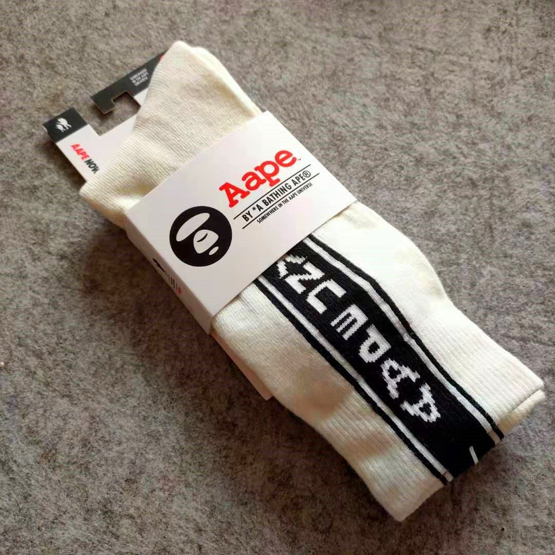 aape男女袜子运动潮袜毛巾中筒情侣街头滑板运动袜
