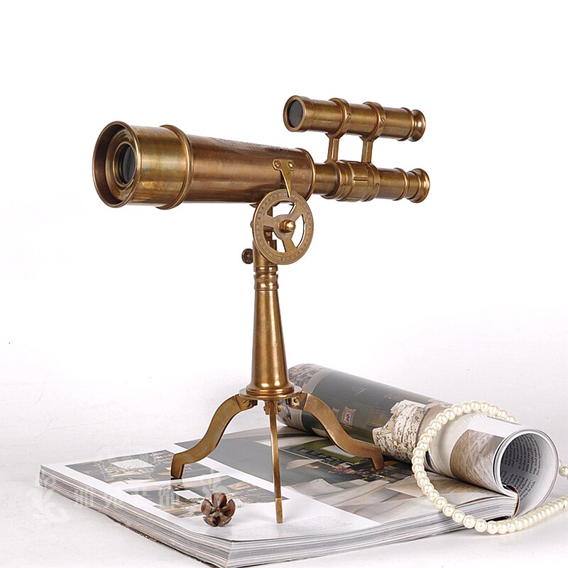 进口纯铜台式双筒望远镜欧式欧式美美式复古书房摆件