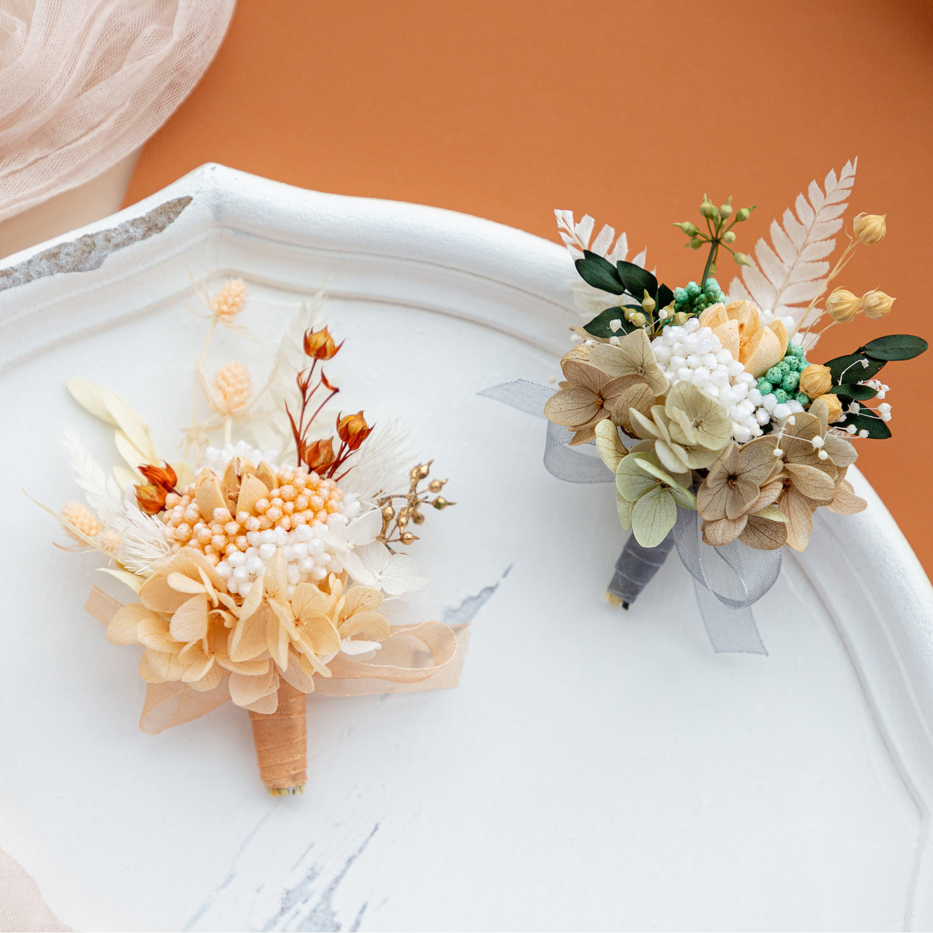 森系户外婚礼永生花胸花伴郎兄弟团真花襟花宴胸花