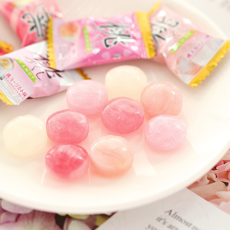 3袋日本进口网红喜糖渐变粉色白桃味糖果81g喜糖