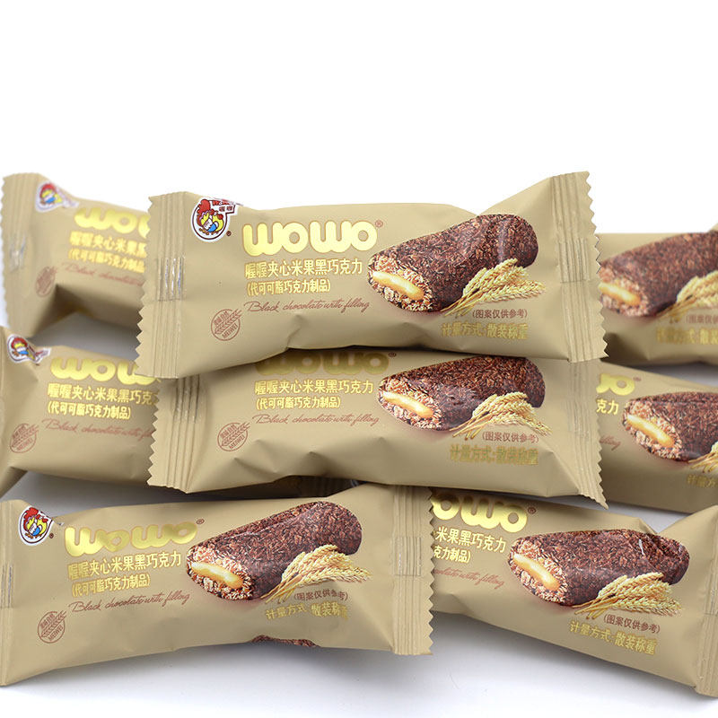 巧克力喔喔夹心米果500g140颗散装喜糖休闲零食传统糖果