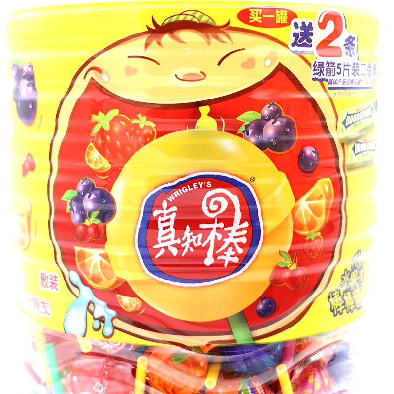 真知什锦果味棒棒糖罐装108支休闲零食糖果