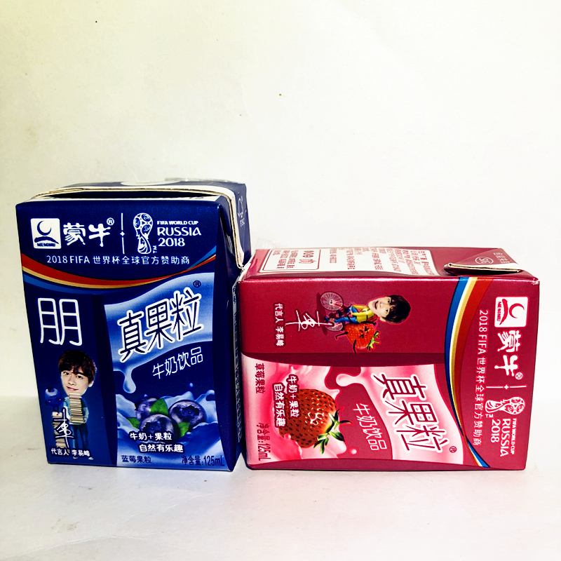 蒙牛真果粒草莓蓝莓康美苗条装芦荟黄桃椰果味牛奶250