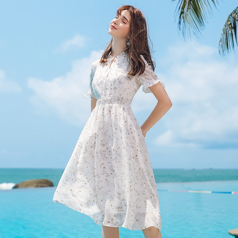 雪纺连衣裙女2019新款学生气质长裙仙女超仙森系甜美小清新裙子夏