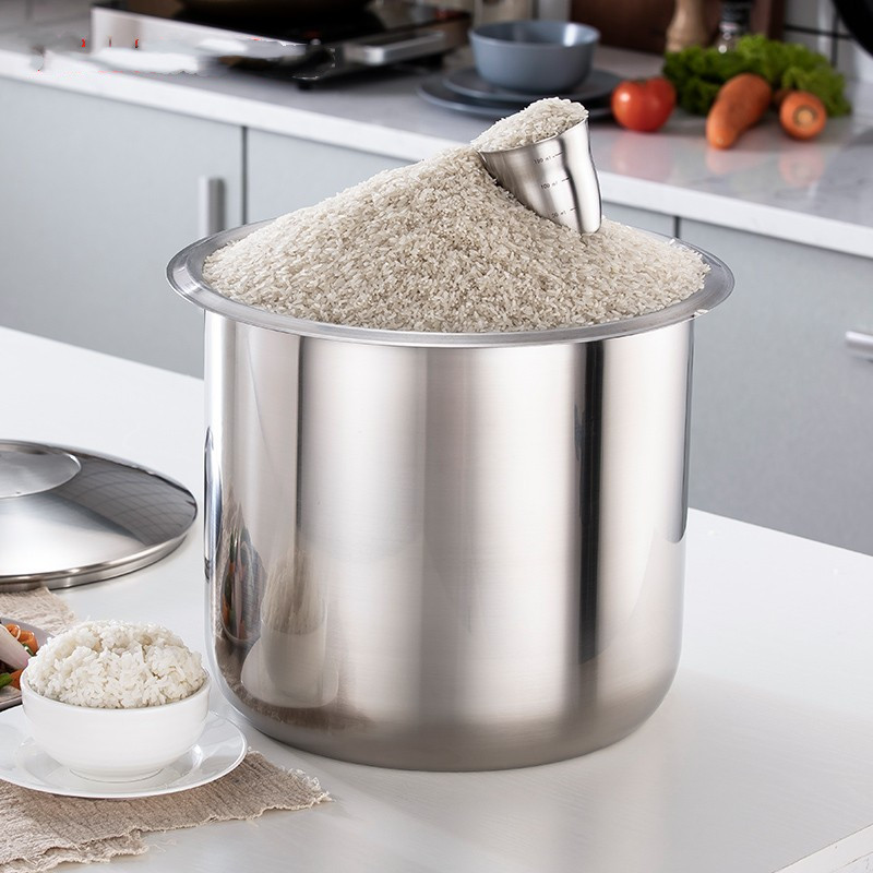 凌丰不锈钢米桶家用20斤密封储米箱面桶粉缸防虫米桶