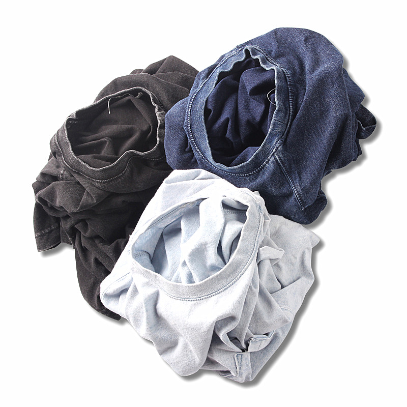 夏装男士纯棉重水洗扎染做旧宽松落肩短袖t恤oversize嘻哈半袖T