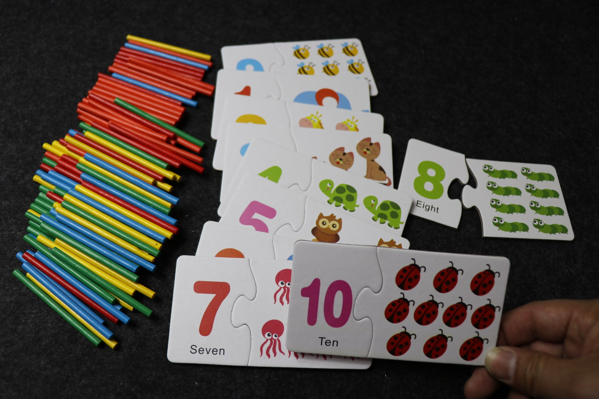 幼儿园儿童认识数字配对卡片 宝宝益智早教学习玩具数数棒3456岁