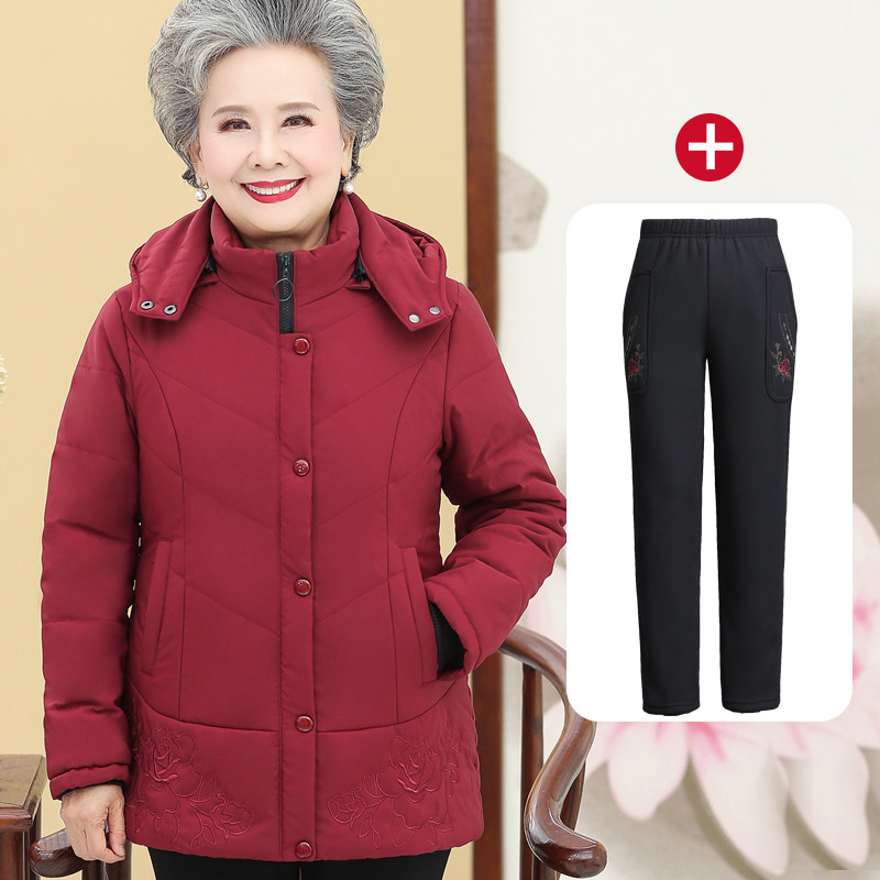 老年人冬装女棉衣加绒加厚60岁70老人衣服老太太棉袄奶奶冬季外套