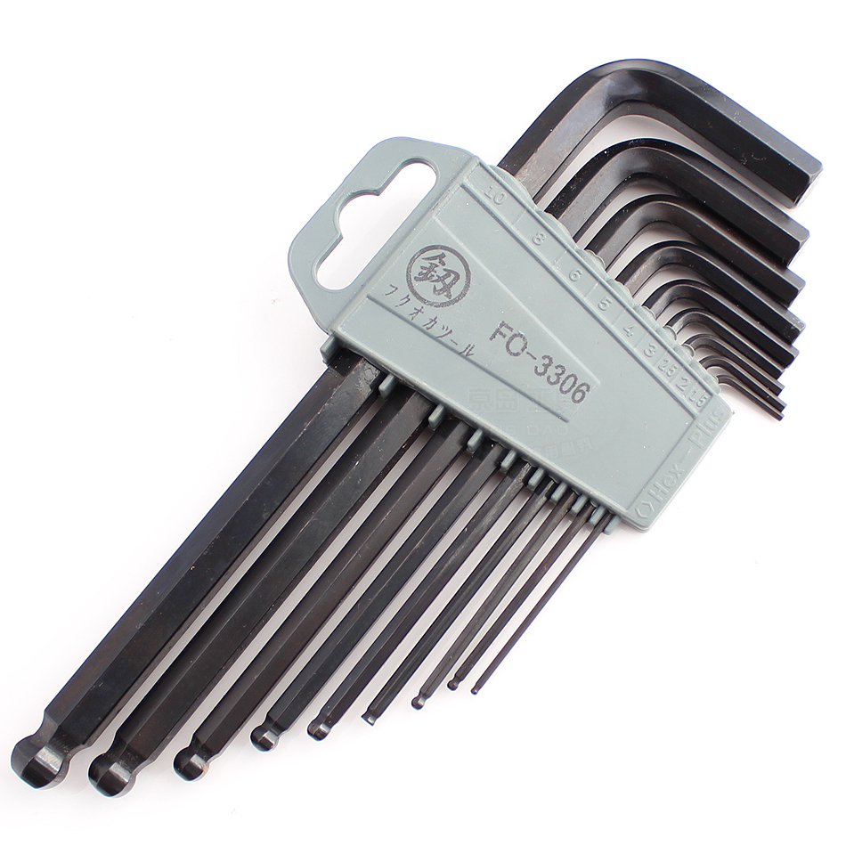 福冈工具公制球头加长内六角扳手套装 日本独资4mm 包邮