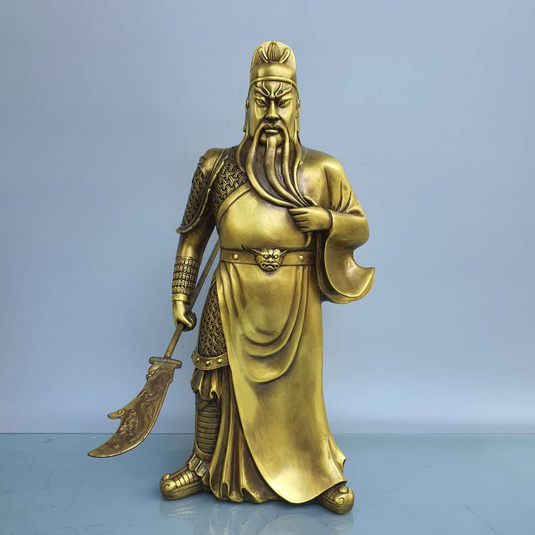 纯铜关公摆件开光武财神佛像镇招财关羽二爷铜像摆件