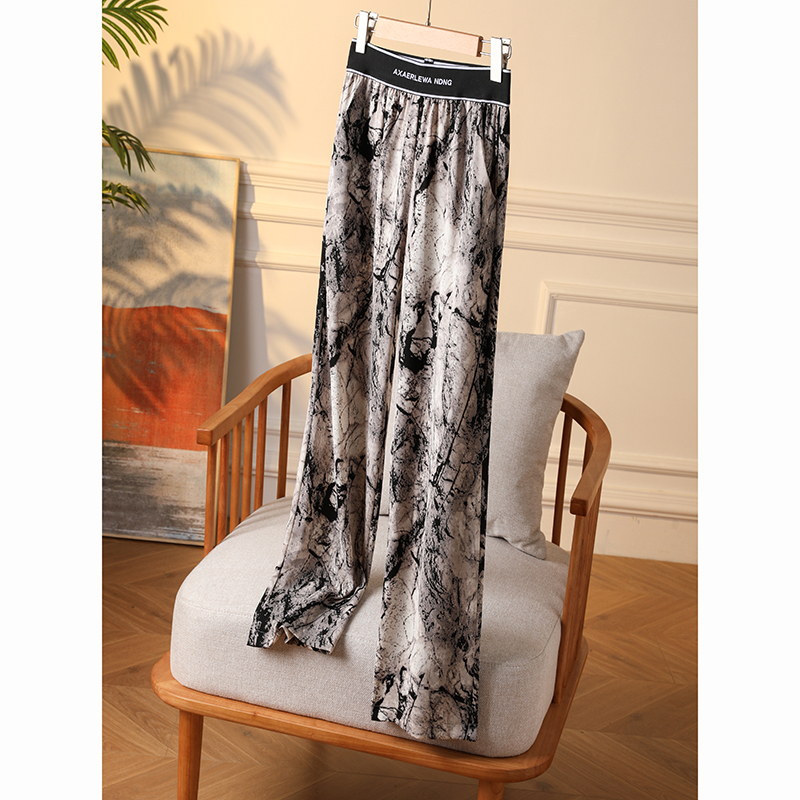 巨好穿不踩雷！扎染阔腿裤夏季女薄款春秋冰丝裤子女裤休闲直筒裤