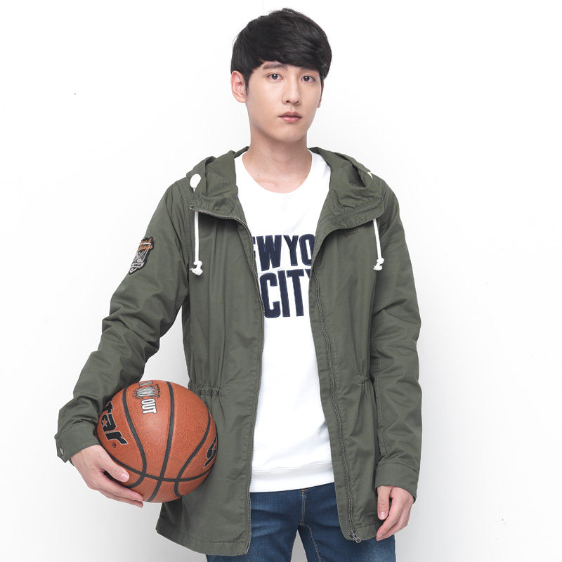 纳迪亚休闲外套中长款休闲风衣 情侣装百搭连帽夹克ji11937