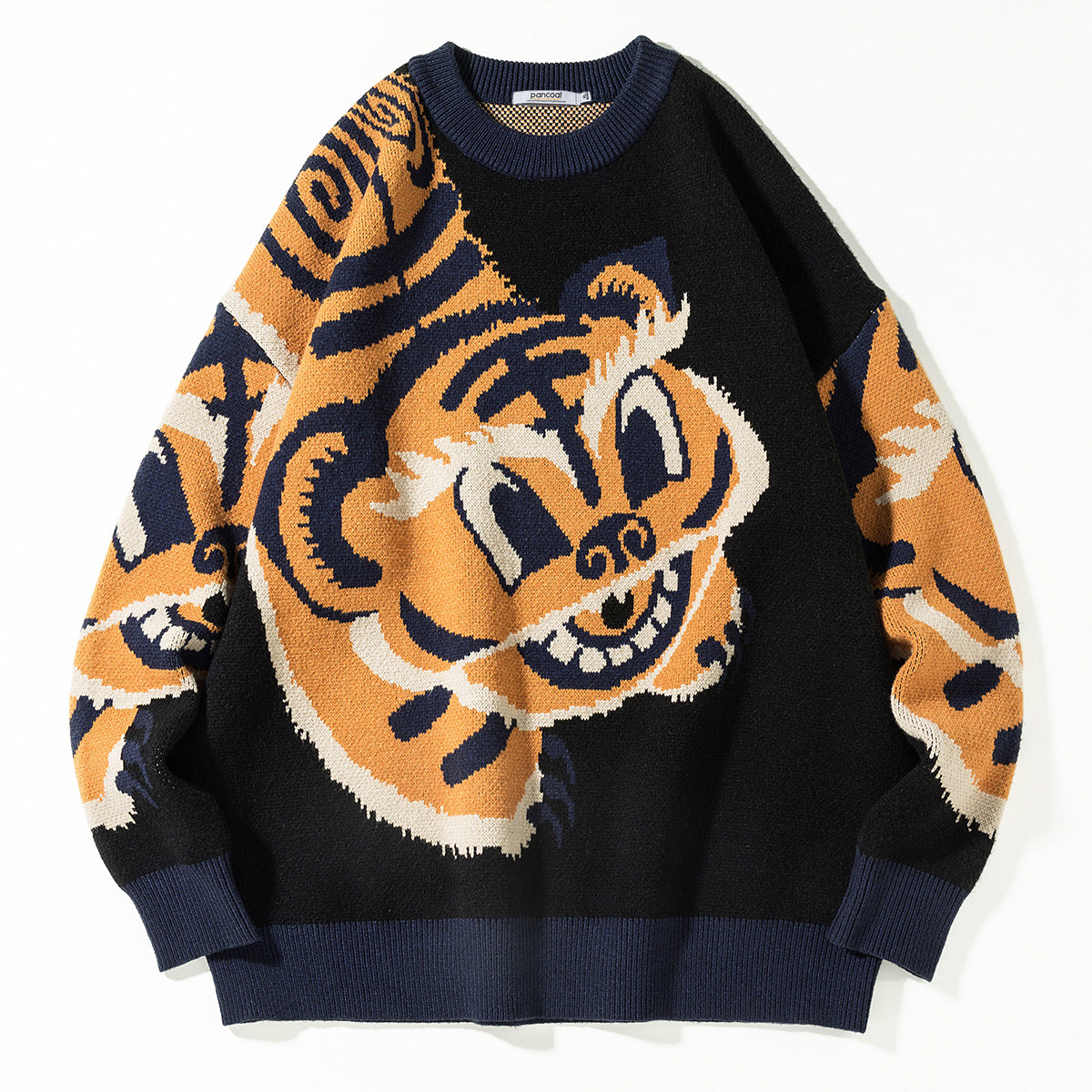 pancoat针织衫2022新款潮牌老虎虎年图案情侣圆领毛针织衫