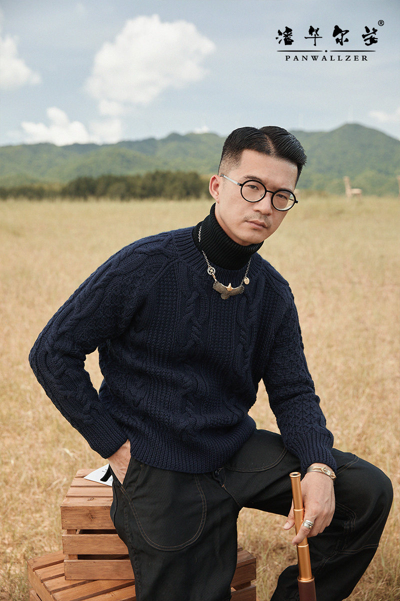 秋冬新潘华尔姿手作毛衣小众高端品牌男装立体针织衫